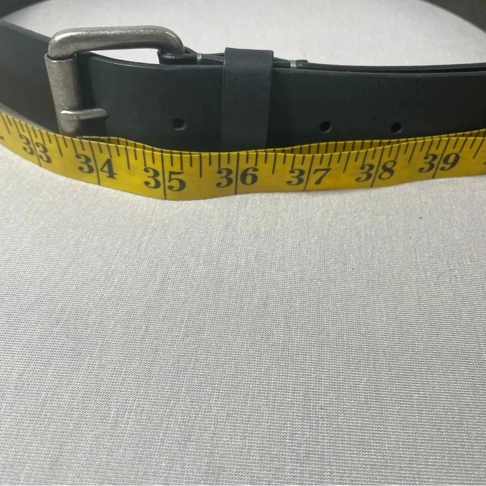Timberland Black Genuine Leather Silver Tone Buckle Belt